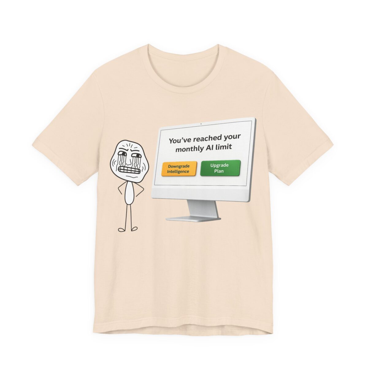 ai monthly limit reached t shirt – funny ai quota exceeded upgrade plan meme tee